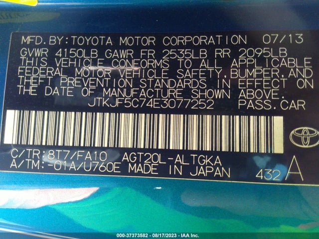 JTKJF5C74E3077252 Scion TC