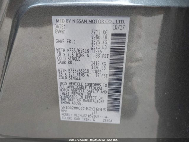 5N1DR2MM6JC620895 Nissan Pathfinder Sv