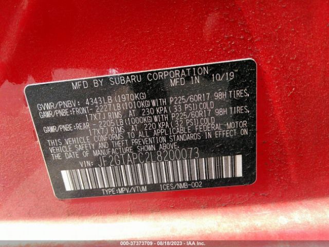 2020 SUBARU CROSSTREK JF2GTAPC2L8200073 Photo 8