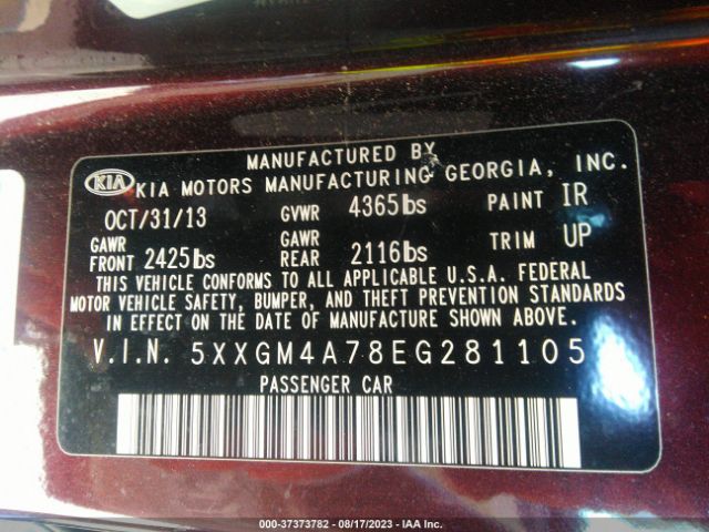 5XXGM4A78EG281105 KIA Optima Lx
