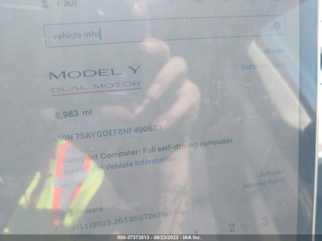 7SAYGDEF8NF490573 Tesla Model Y Performance