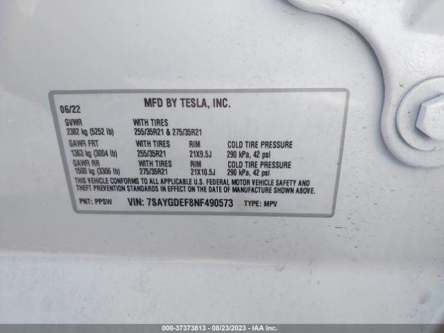 7SAYGDEF8NF490573 Tesla Model Y Performance