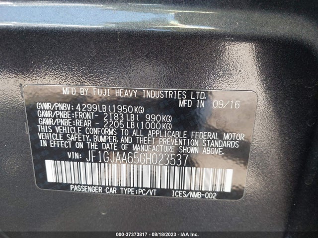JF1GJAA65GH023537 Subaru IMPREZA SEDAN