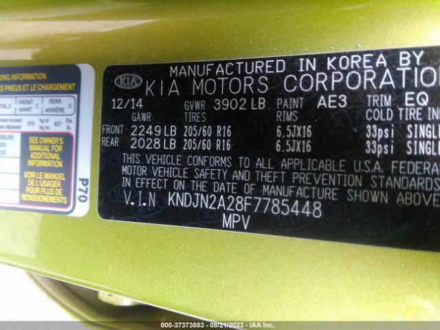 KNDJN2A28F7785448 KIA Soul Base