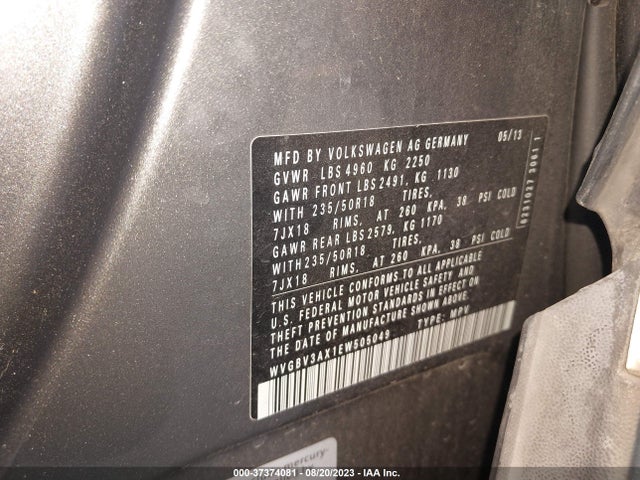 WVGBV3AX1EW505049 Volkswagen Tiguan Sel