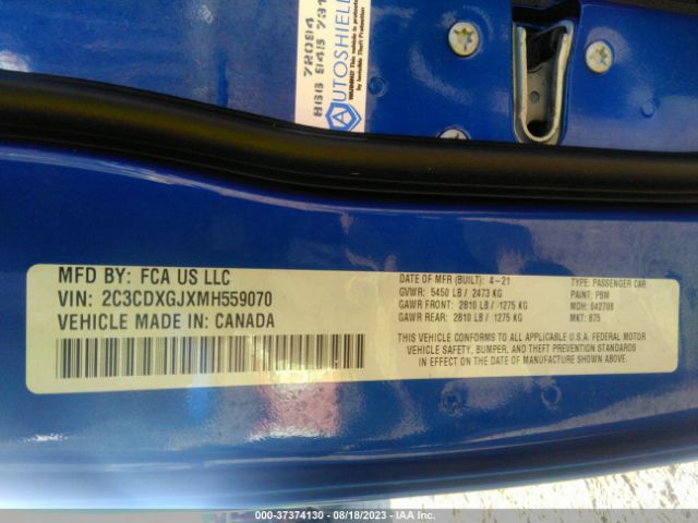2C3CDXGJXMH559070 Dodge Charger Scat Pack Widebody