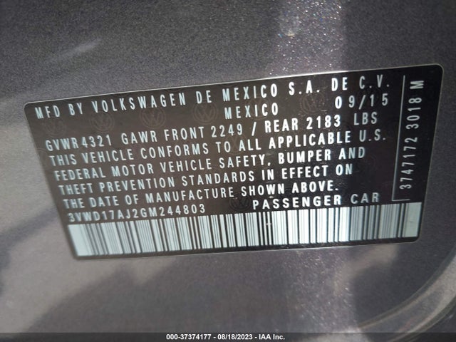 3VWD17AJ2GM244803 Volkswagen Jetta Sedan 1.8t Sport