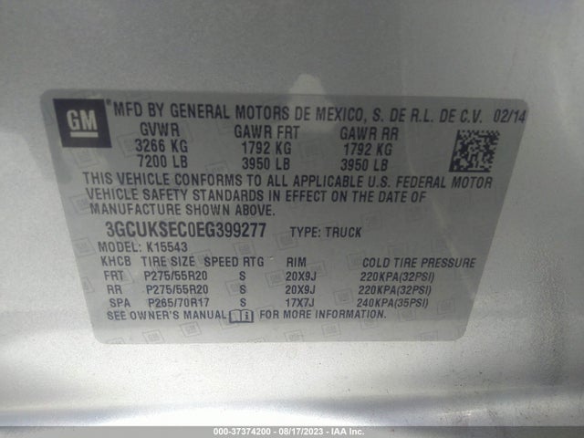 Chevrolet Silverado 1500 Ltz 2014 3GCUKSEC0EG399277 Image 9