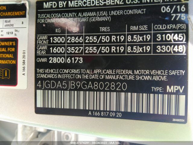 4JGDA5JB9GA802820 Mercedes-Benz Gle Gle 350