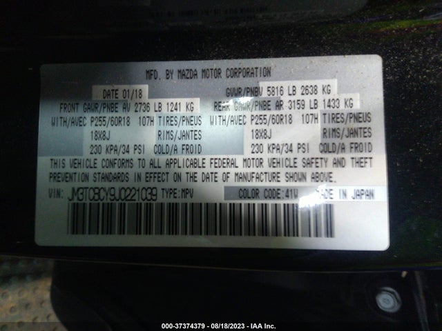 Mazda Cx-9 Touring 2018 JM3TCBCY9J0221039 Image 9