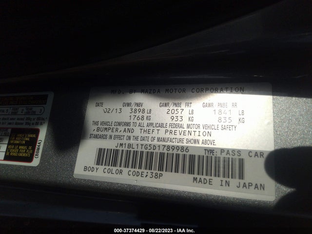 2013 MAZDA MAZDA3 I SV VIN: JM1BL1TG5D1789986