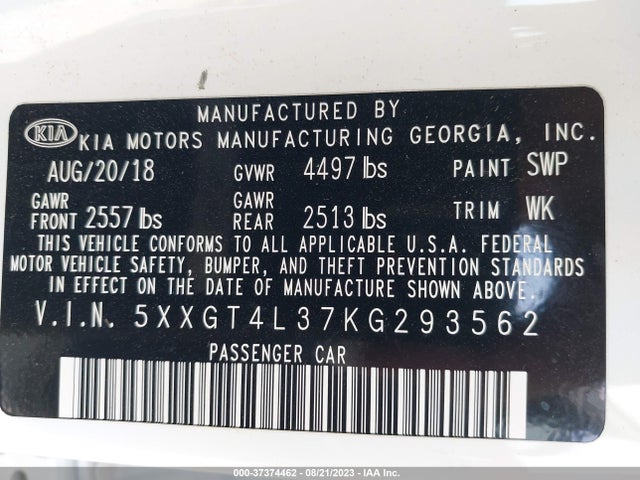 KIA Optima Lx 2019 5XXGT4L37KG293562 Image 9