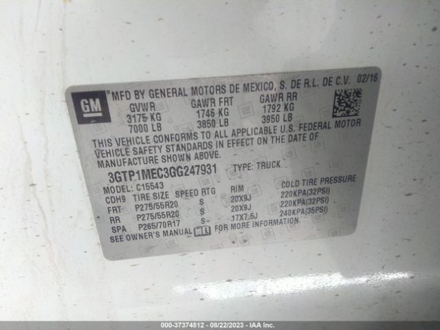3GTP1MEC3GG247931 GMC Sierra 1500 Sle