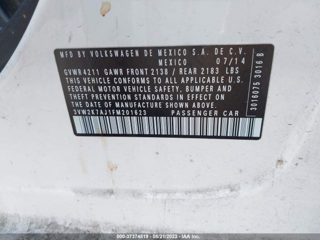 3VW2K7AJ1FM201623 Volkswagen Jetta Sedan 2.0l S W/technology
