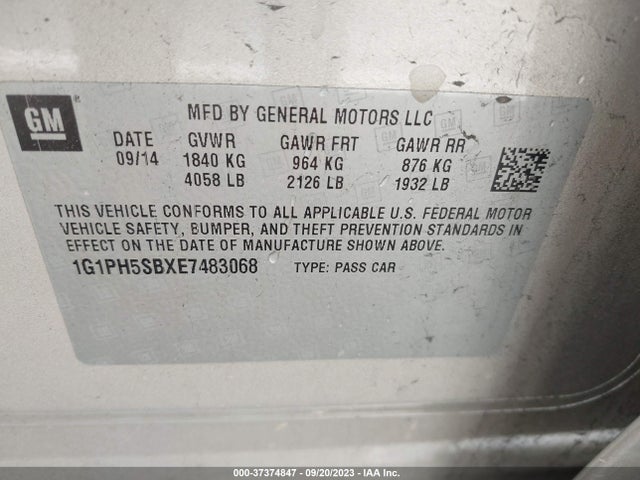Chevrolet CRUZE ECO 2014 1G1PH5SBXE7483068 Image 9