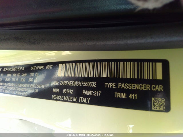 ZARFAEDN3H7560632 Alfa Romeo Giulia Awd
