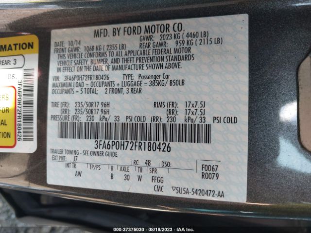 3FA6P0H72FR180426 Ford FUSION SE