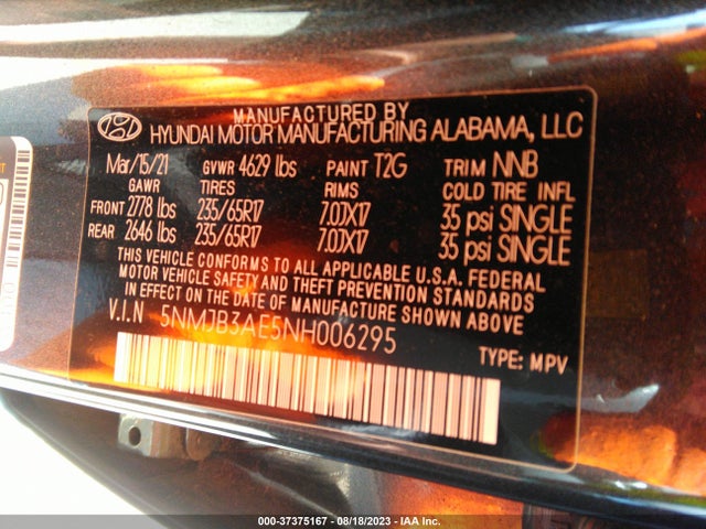 Hyundai TUCSON SEL 2022 5NMJB3AE5NH006295 Image 9