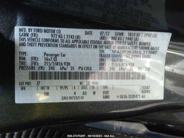 Ford FOCUS SE 2017 1FADP3K28HL313987 Image 9