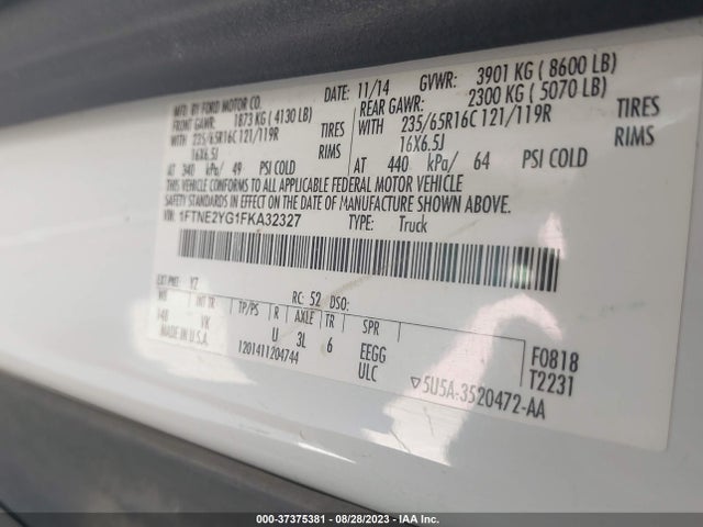Ford TRANSIT CARGO VAN 2015 1FTNE2YG1FKA32327 Image 9