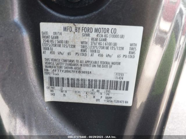 1FT7X2B67FEB38931 Ford Super Duty F-250 Srw Xlt/lariat/xl