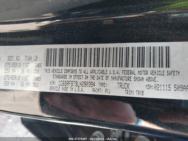 1C6SRFBT9LN280394 RAM 1500 Big Horn
