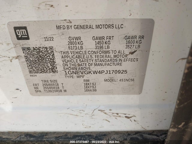 Chevrolet Traverse Lt Cloth 2023 1GNEVGKW4PJ170925 Image 9