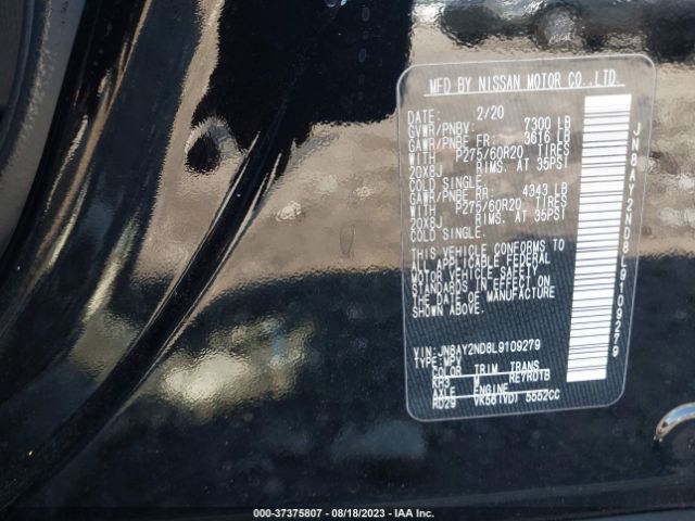 JN8AY2ND8L9109279 Nissan Armada Sl