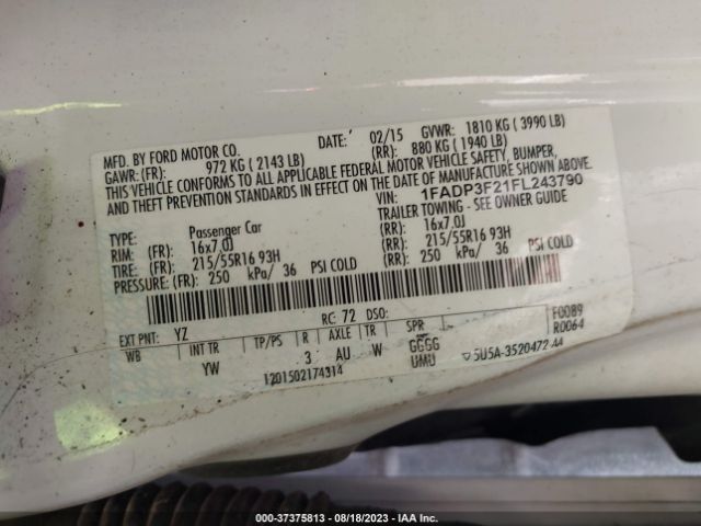 1FADP3F21FL243790 Ford FOCUS SE