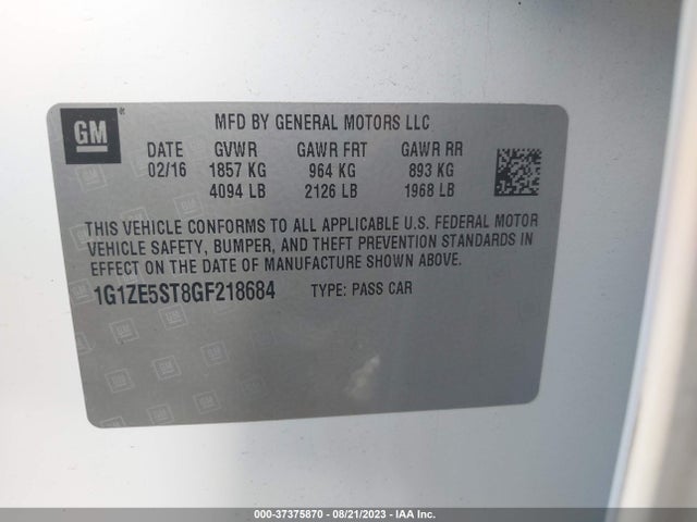 Chevrolet MALIBU 1LT 2016 1G1ZE5ST8GF218684 Image 9