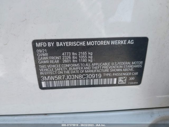 3MW5R7J03N8C30919 BMW 3 Series 330i Xdrive