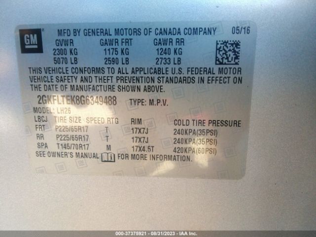 2GKFLTEK8G6349488 GMC Terrain Sle