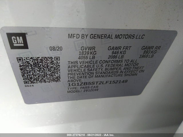 Chevrolet MALIBU LS 2020 1G1ZB5ST2LF152149 Image 9