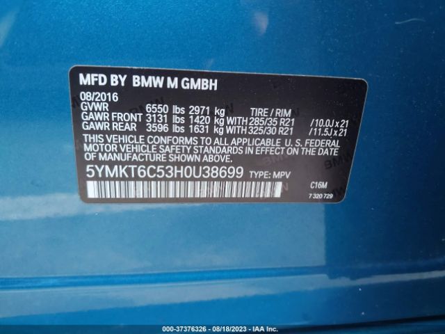 5YMKT6C53H0U38699 BMW X5 M
