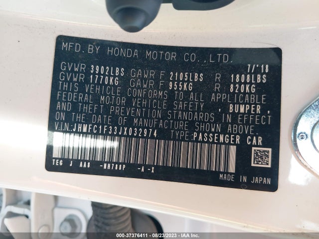 Honda Civic Ex-t 2018 JHMFC1F33JX032974 Image 9