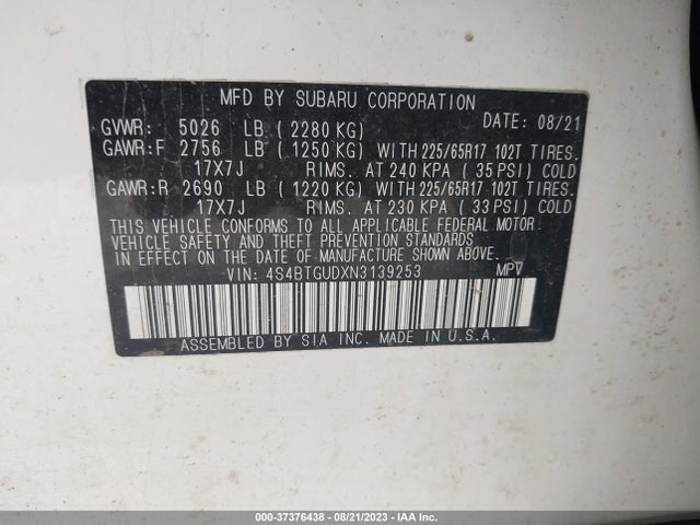 4S4BTGUDXN3139253 Subaru Outback Wilderness