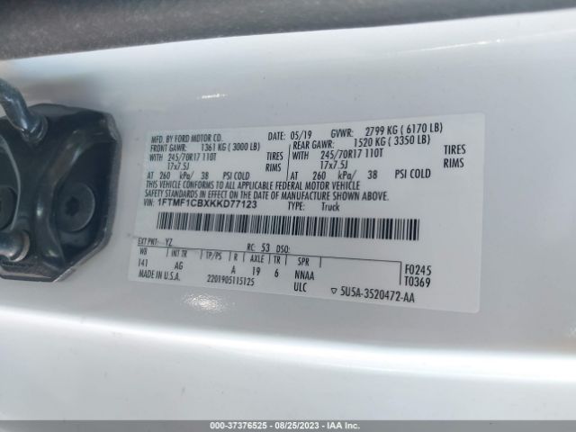 1FTMF1CBXKKD77123 Ford F-150 Xl/xlt