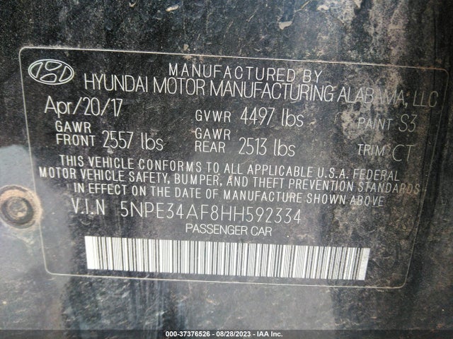 Hyundai Sonata Sport 2017 5NPE34AF8HH592334 Image 9