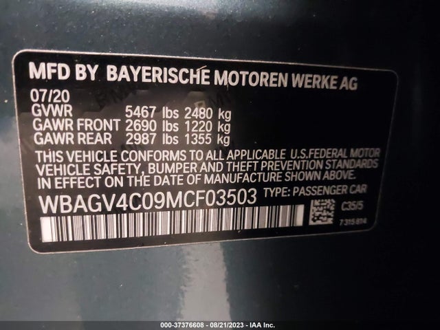BMW 8 Series 840i 2021 WBAGV4C09MCF03503 Image 9