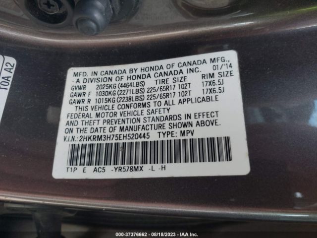 2HKRM3H75EH520445 Honda Cr-v Ex-l