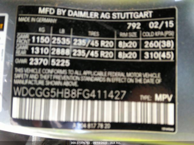 WDCGG5HB8FG411427 Mercedes-Benz Glk-class Glk 350
