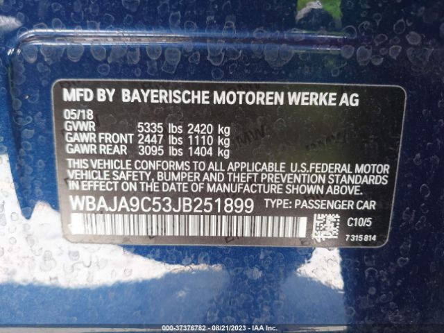 WBAJA9C53JB251899 BMW 5 Series 530e Iperformance