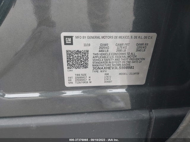 Chevrolet EQUINOX LS 2020 3GNAXHEV3LS598981 Image 9