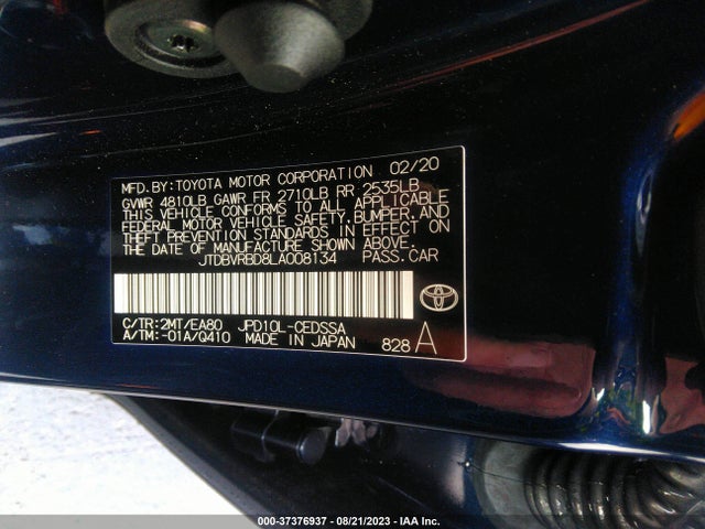 Toyota Mirai 2020 JTDBVRBD8LA008134 Image 9