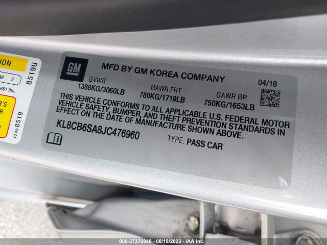 Chevrolet SPARK LS 2018 KL8CB6SA8JC476960 Image 9