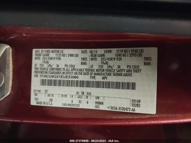 Ford ESCAPE SE 2014 1FMCU9GX1EUE53080 Image 9