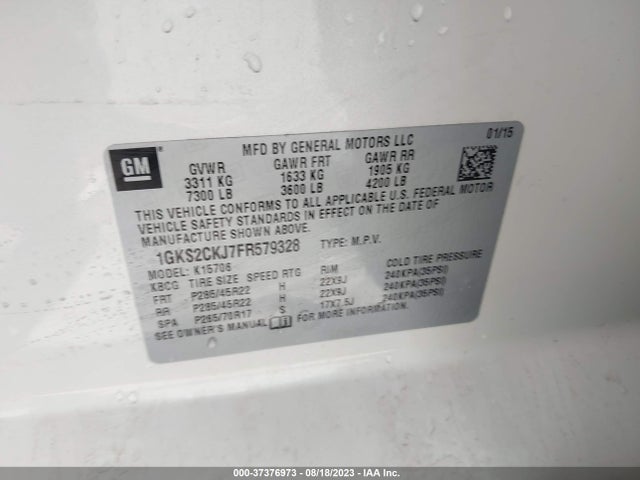 GMC YUKON DENALI 2015 1GKS2CKJ7FR579328 Image 9