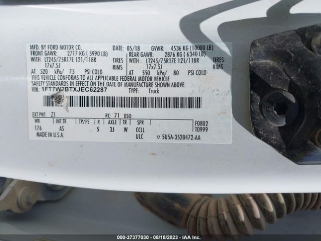 1FT7W2BTXJEC62287 Ford Super Duty F-250 Srw Xl/xlt/lariat