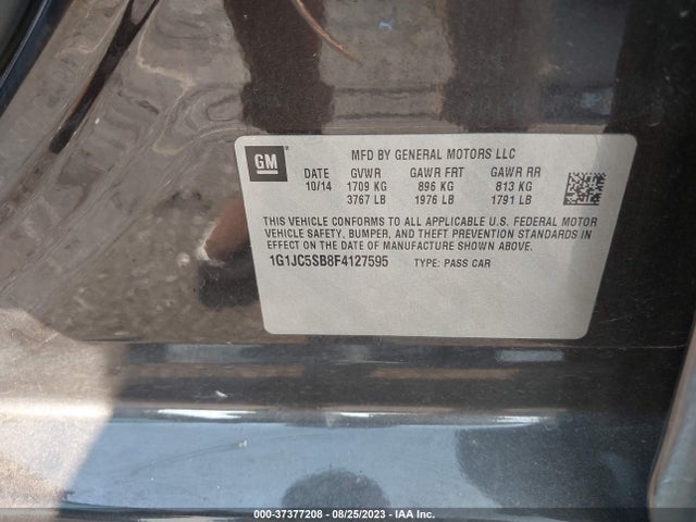 Chevrolet SONIC LT 2015 1G1JC5SB8F4127595 Image 9
