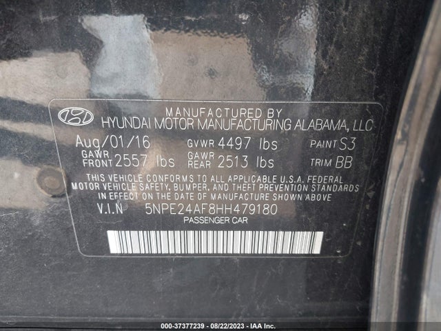 Hyundai SONATA SE 2017 5NPE24AF8HH479180 Image 9